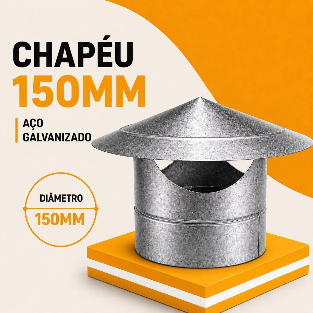 Kit Chaminé para Churrasqueira Pré Moldada 30x30 Completo Duto 150mm Galvanizado Fácil Instalação