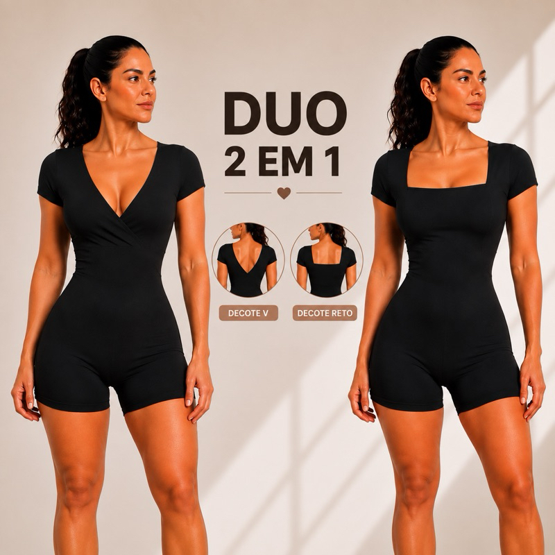 Macaquinho Feminino Academia Curto 2 em 1 Alta Compressão  corrida yoga fitness Modelador