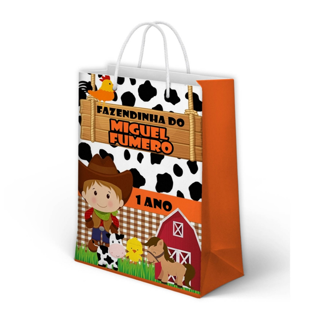 Sacolinha Fazendinha Personalizada para Aniversário/ Lembrancinha Festa Infantil / Qualquer nome e idade