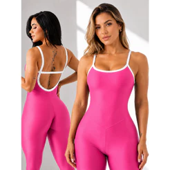 Macacão Longo Alcinha Blogueira Fitness Academia Feminino Modelador Costa Nua