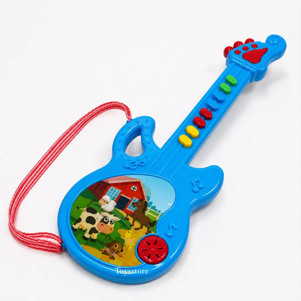 Guitarra Azul Fazendinha Com Som Brinquedo Musical Meninos e Meninas