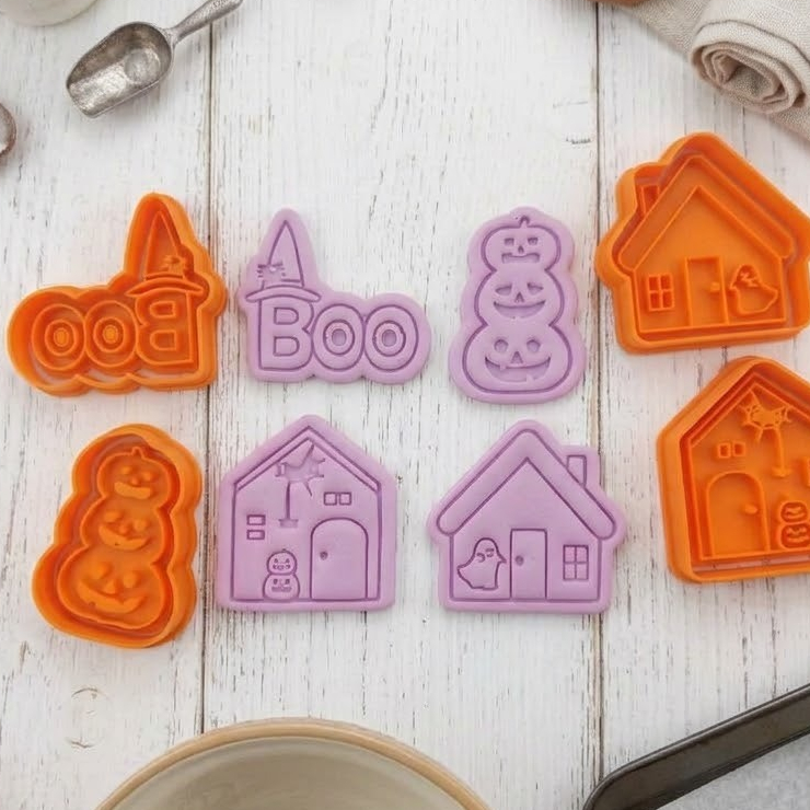 Halloween Casinhas Abobora Cortador de Biscoito Carimbo  Cookies Massinha doces 4 PÇS lembrancinha panquecas