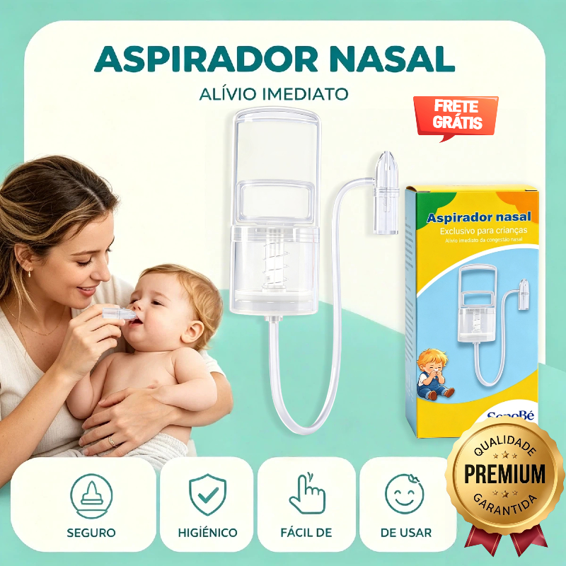 Aspirador Nasal Bebê Manual Lavável e Reutilizável,Limpeza Suave e Prática