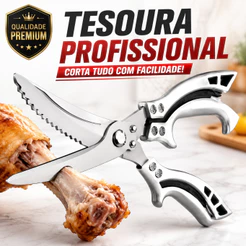 Tesoura de Cozinha Multiuso Profissional Inox Reforçada para Carne Frango e Legumes Ergonômica