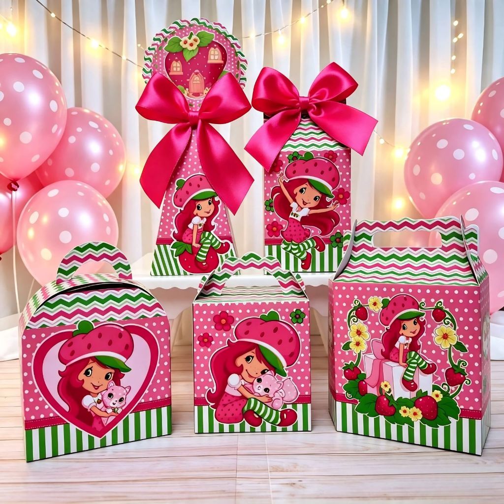 Kit Caixas MORANGUINHO/Caixinhas Personalizadas + Brinde/Lembrancinhas de Festa Infantil/Aniversário