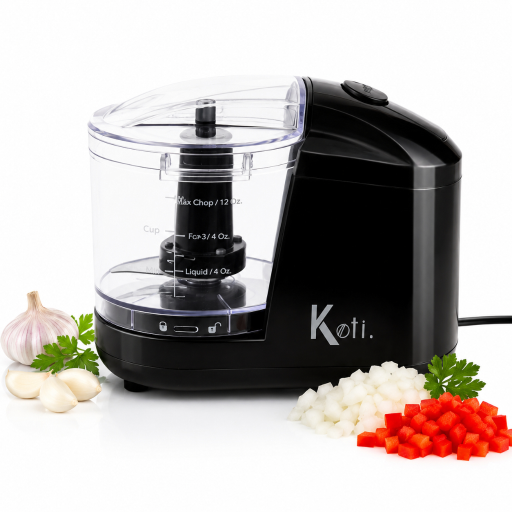 Mini Processador Elétrico de Alimentos KOTI 200W Triturador de Alho Cebola Carne Prático Lâminas Inox
