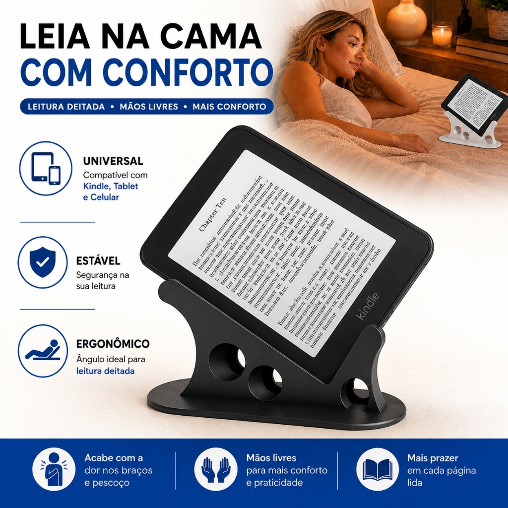 Suporte Kindle Universal para ler na Cama Tablet Ipad Celular Ergonômico Apoio d