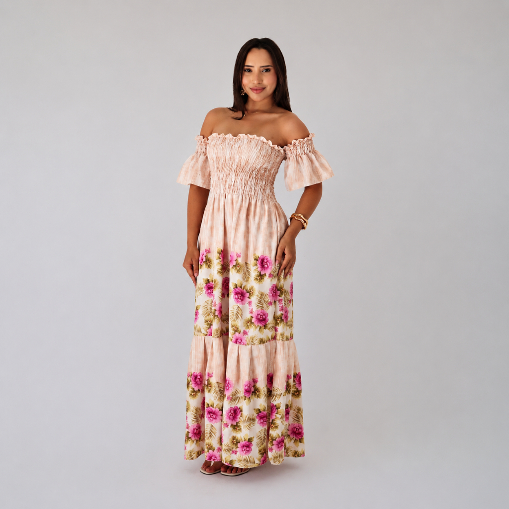 Vestido Feminino Longo Confortável Elegante Fresquinho Fenda Babado Soltinho Festa Formatura Versátil