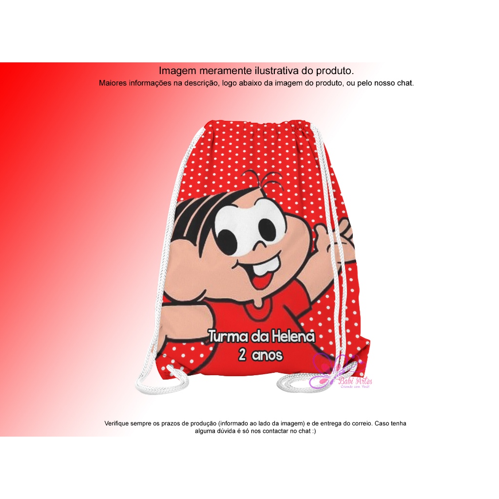 Mochilinha Saco Personalizado Turma da Mônica Festa Aniversário Lembrancinha Saquinho Infantil