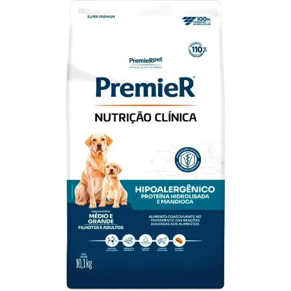 Ração Premier Nutrição Clínica Hipoalergênico Proteina Hidrolisada para Cães Médio e Grande Porte 10,1 kg
