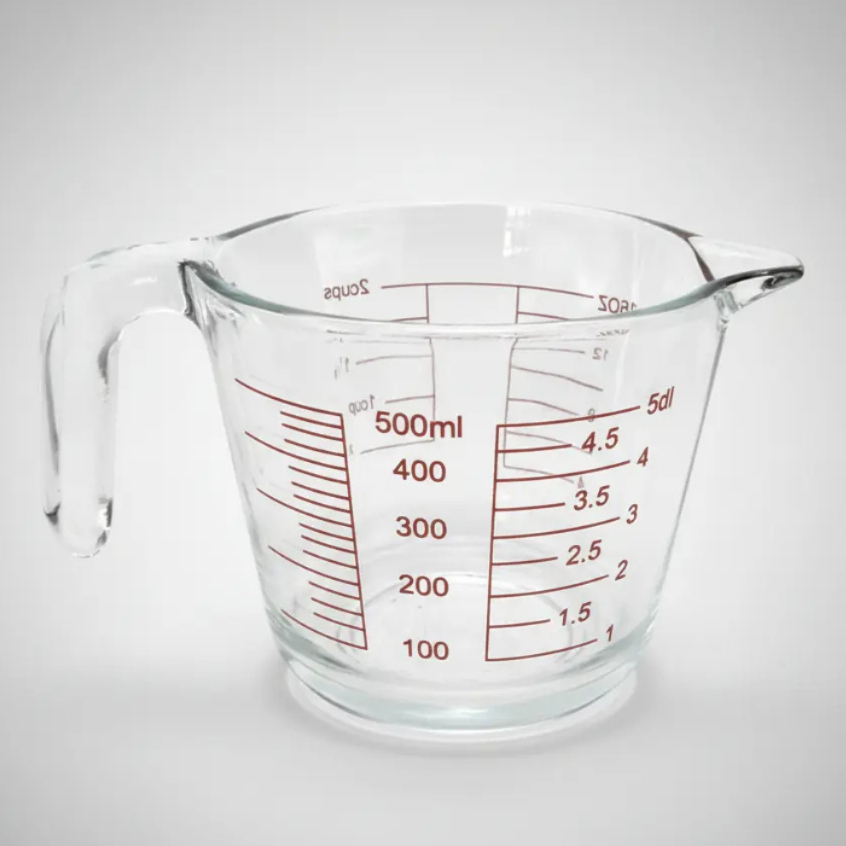 Jarra Medidora 500 ML de Vidro Para Microondas Alça e Bico Dosador Água Leite Copo Cozinha Medida