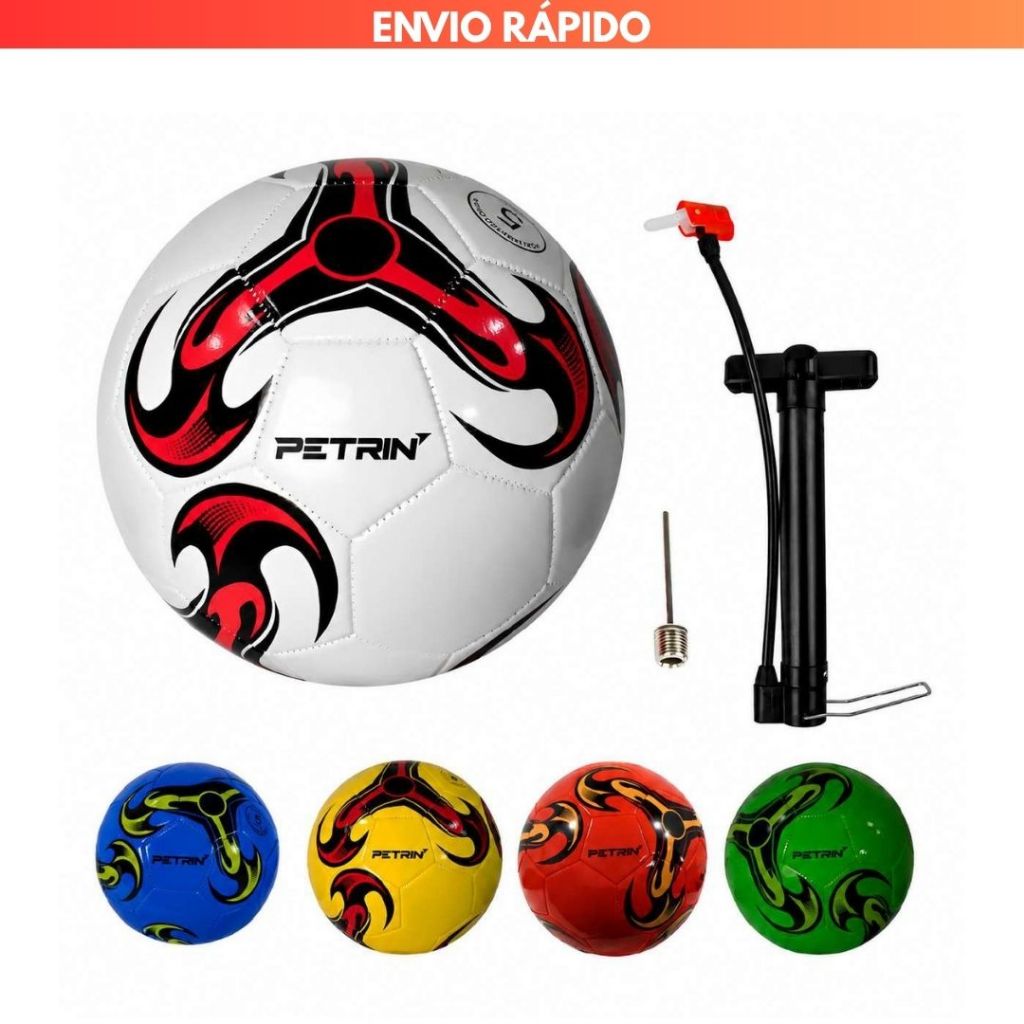 Bola de Futebol Campo Oficial Nº 5 Costurada para Treino Cores Sortidas Azul Verde Vermelho Amarelo Dia dos Pais