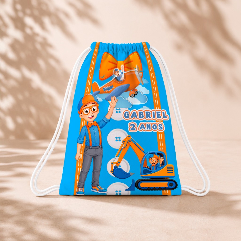 10 Mochila Personalizada Infantil 18x26 Sacolinhas Surpresa Festa Aniversário Lembrancinha Blippi M2