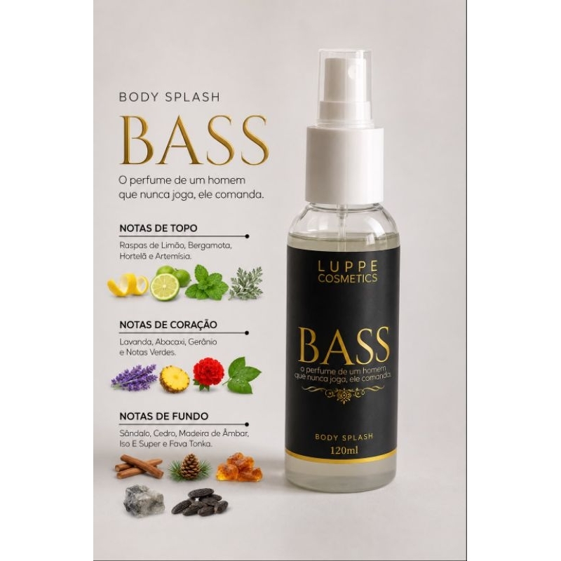 Body Splash Bass Luppe 120ml - Alta fixação e perfumaria fina | Dia e noite | Masculino | Dia dos pais