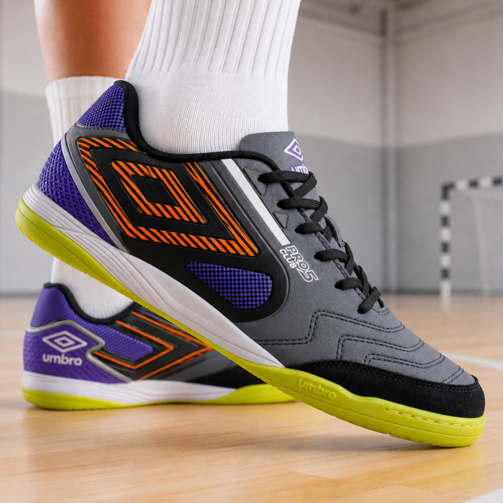 Chuteira Futsal Umbro Pro 5 Bump Club Masculina Indoor Antiderrapante Conforto Amortecimento Grip · foto 2