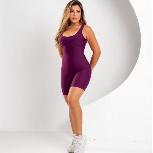 Macacão Fitness Feminino Curto com bojo removivel – Alta Compressão Zero Transparência e Elasticidade- Roupa de academia