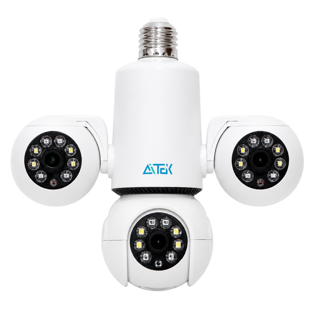 Câmera IP PTZ Aitek 3MP Wi-Fi Wireless Visão Noturna Colorida MicroSD 128GB IP66
