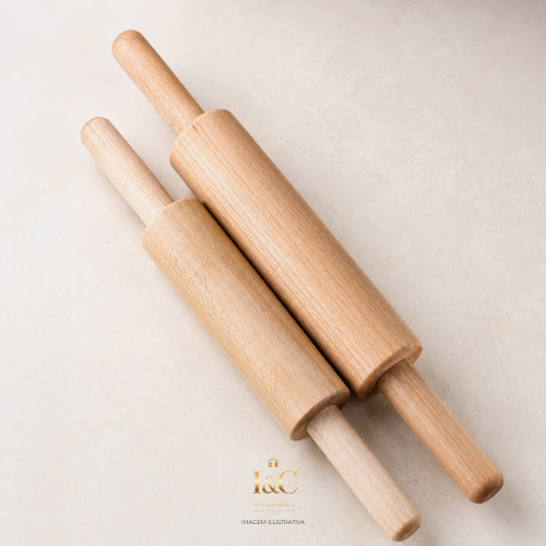 Kit 2 Rolos de Massa de Madeira 43cm e 38cm | Rolo de Macarrão para Abrir Massa