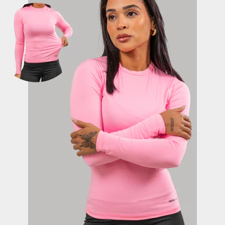 Camiseta Proteção Solar Uv Feminina Térmica Manga Longa Segunda Pele Blusa Lisa pra Praia e Treino