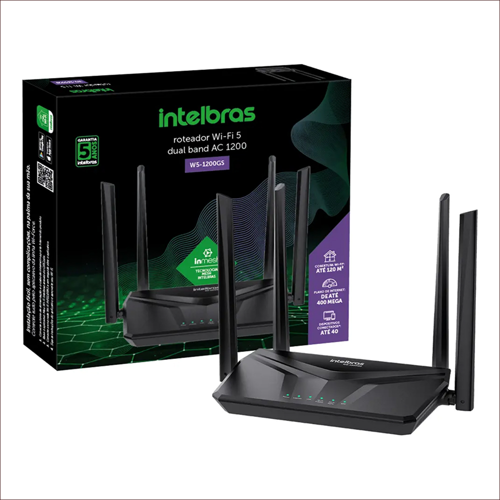 Roteador Wi-Fi 5 Intelbras W5-1200GS 400Mega Bivolt