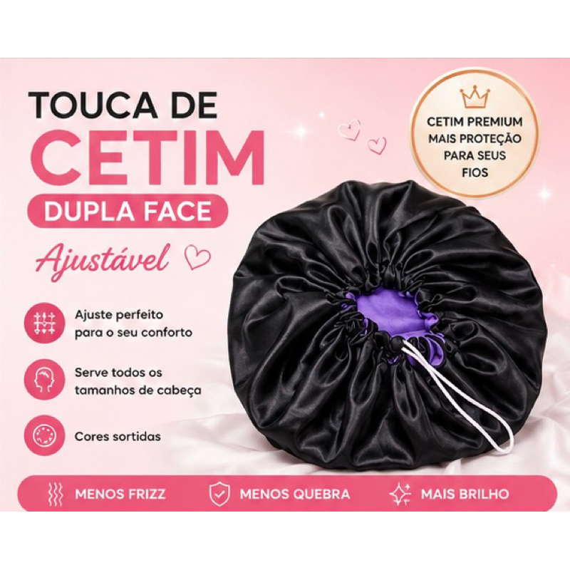 Touca de Cetim Dupla Face Ajustável
