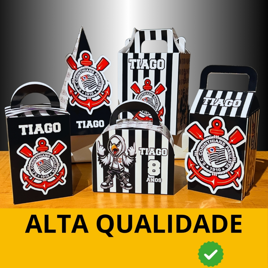 Caixinha Lembrancinha Corinthians Personalizada Kit 10 a 50 und Festa Aniversário Mimo para Doces