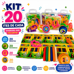 20 Maleta Acrilica + 20 Cortador + 20 Cxs De Massinha De Modelar +20 Ioio Festa Lembrancinha Prenda