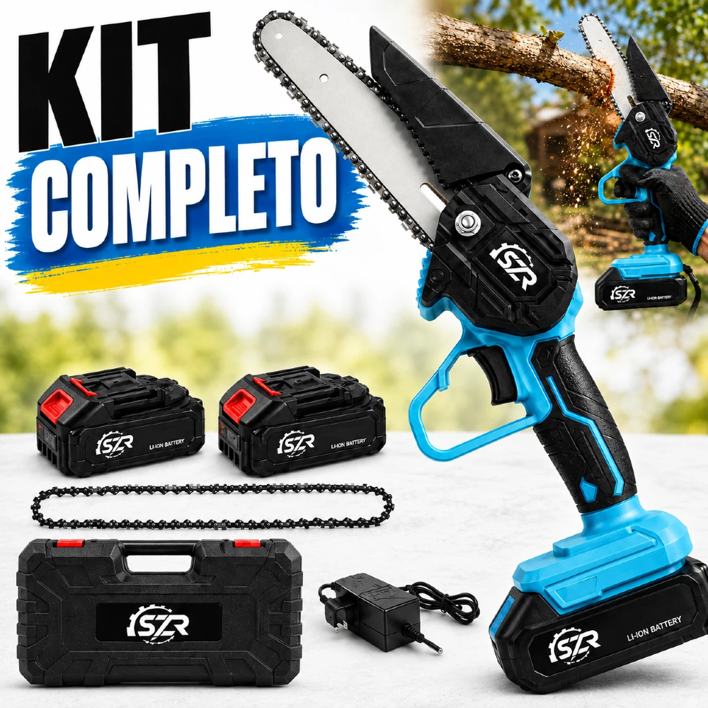 800W Mini Motosserra com 2 Baterias - 6 Polegadas para Poda e Jardinagem Portátil