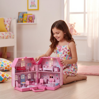 🏠 Casa De Boneca Maleta Portátil Infantil Com Luz Som E Móveis Brinquedo Educativo Presente menina Casinha de Boneca 🎁