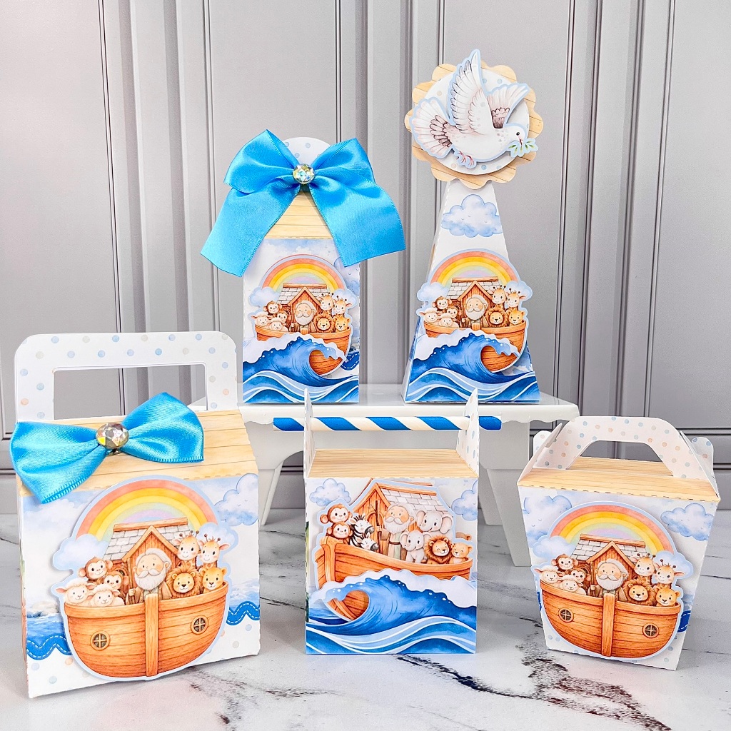 Kit Festa Personalizados ARCA DE NOÉ | Caixinhas Personalizadas | Lembrancinhas de Aniversário | Festa Infantil