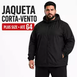 Jaqueta Corta Vento Plus Size Masculina Capuz Forrado Repelente a Água P ao G4