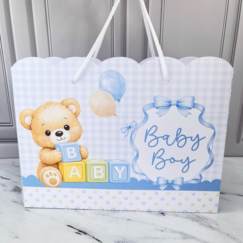 Sacolinhas Personalizadas CHÁ DE BEBÊ URSINHO BABY BOY | Chá Revelação | Lembrancinhas de Aniversário | Festa Infantil