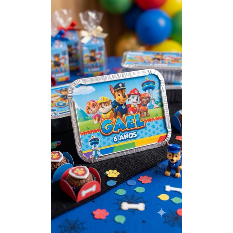 Marmitinha personaliza patrulha canina, Personalizados para festa-Lembrancinha de aniversário -kit marmita