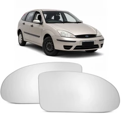 Lente Espelho Retrovisor Focus 2001 a 2008 Convexo Metalizado Com Base