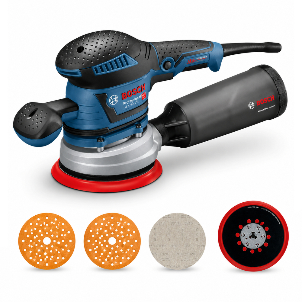 Lixadeira Excêntrica Bosch GEX 40-150 Orbital 400W com Coletor de Pó