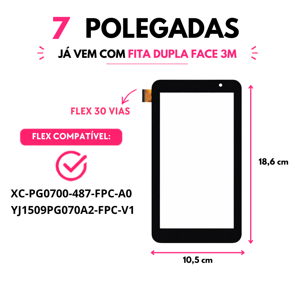 Touch Tela de Toque Vidro Tablet Positiv Twist Tab T770g T780g T780sf T780sg T780sf T780mf Preto Flex: Xc-Pg0700-487
