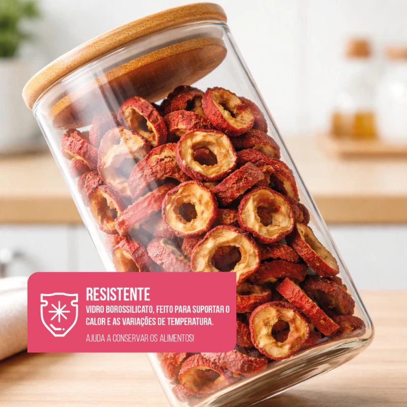 Conjunto com 12 Potes Herméticos de Vidro Tampa de Bambu para Organizar — foto 5