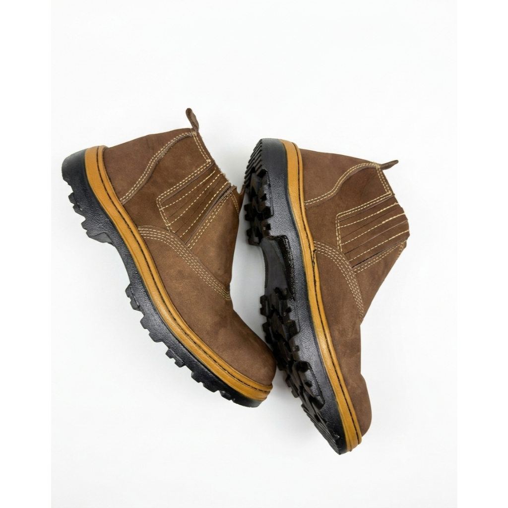 Bota Botina Nobuck Seguranca Epi Couro Bico PVC Cafe Macia Confortavel Country Original 36 AO 45