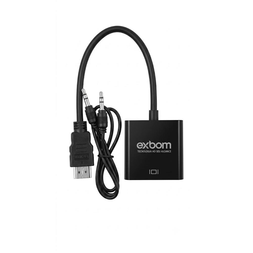 Hdmi para Vga Cabo Conversor Adaptador Hdmi Para Vga Com Saída P2 Áudio