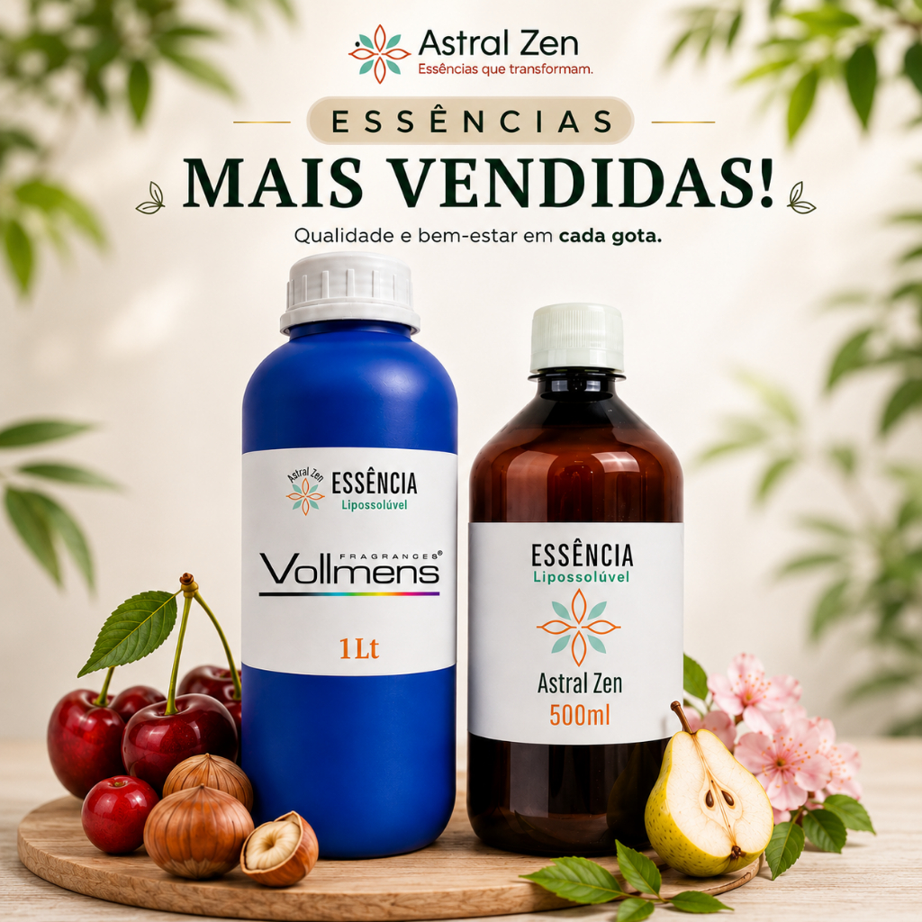 Kit 5 Essências Vollmens Lipossolúvel 500g |1Kg Concentrada Premium Essência Coração - Sabonete - Vela - Difusor