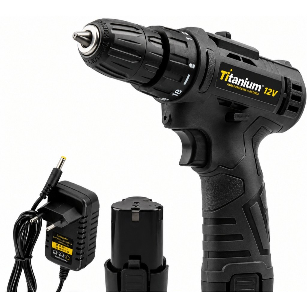 Parafusadeira Furadeira 12V Bateria 20Nm Bivolt T12 Titanium