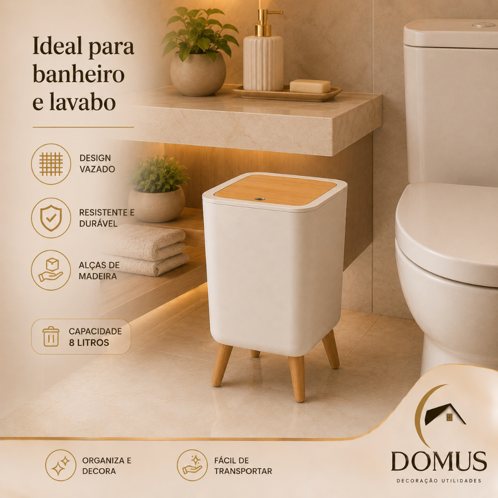 Lixeira Tampa Click Dispenser Integrado De Sacos De Lixo Banheiro Lavabo Cozinha Escritório