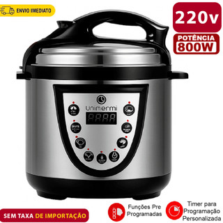Panela de Pressão Elétrica Digital inox 4L Unitermi 800W Inox Anti-anderente Tensão 220V com Programação