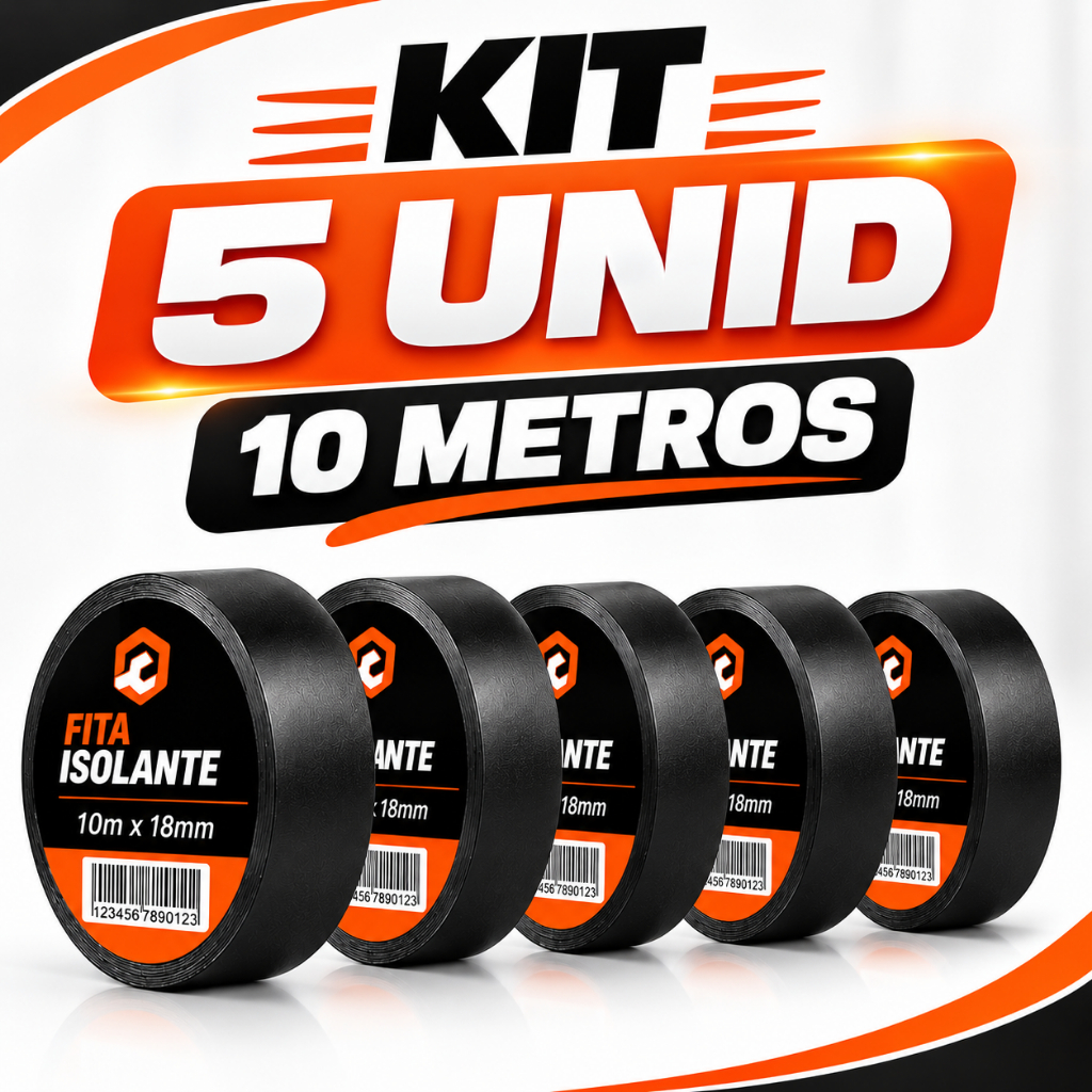 Kit 5 Fita Isolante preta Anti chama Profissional Alta Fixação PVC protege fio Elétrico resistente fogo