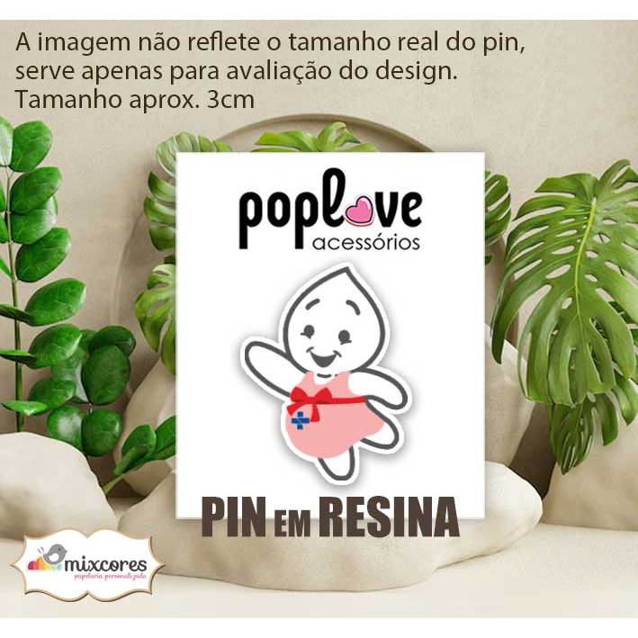 Pin em Resina Maria Gotinha Grávida | Broche para Crachá | Presente Brinde Formatura