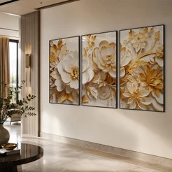 Quadro Decorativo Floral em Composição Cromática Moldura Com ou Sem Vidro