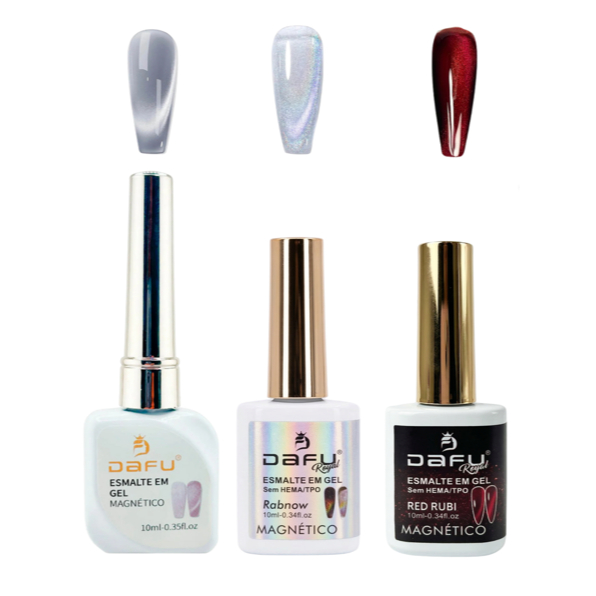 Esmalte em Gel UV Magnetico Vermelho Prata Holográfico 10ML Dafu