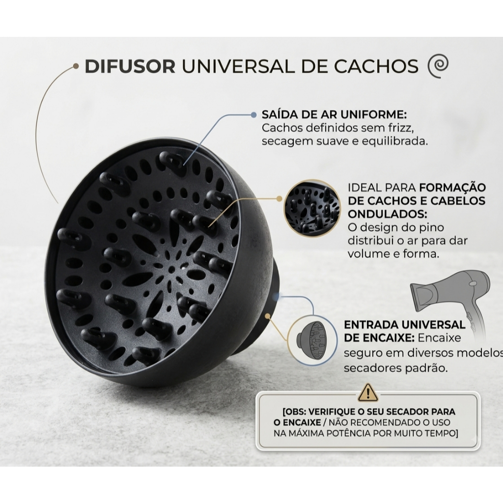 Difusor Cachos Secador de Cabelo Universal Profissional