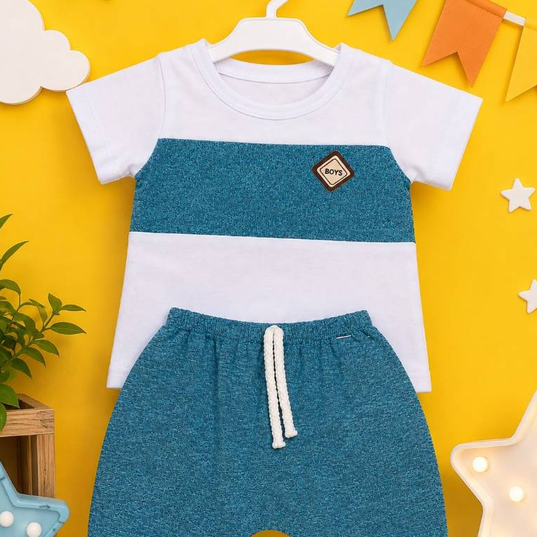 Kit 2 Peças Roupa Bebê Conjunto Camiseta e Bermuda 3 á 6 meses