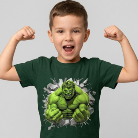 Camiseta Hulk Infantil Manga Curta Hulk Infantil Camiseta Menino Hulk Verão 2 ao 12